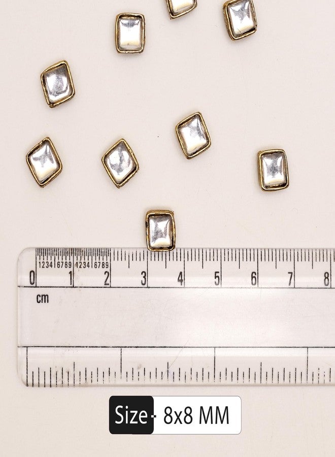 Embroiderymaterial Sew On Beads/Rhinestones/Kundan Stones Mirrors for Craft Work, Embroidery Work, Jewellery Work, Aari Work, Maggam Work etc (Square Shape, Silver Color, 8MM, 50 Pieces) - Image 2